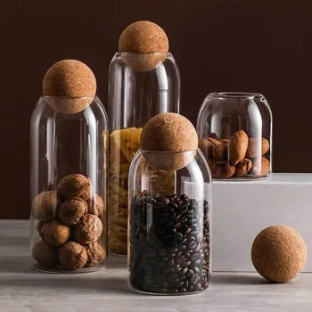 Sealed Jar Glass Cork Stopper Coffee Beans Dried Fruit Storage Box Kitchen Food…