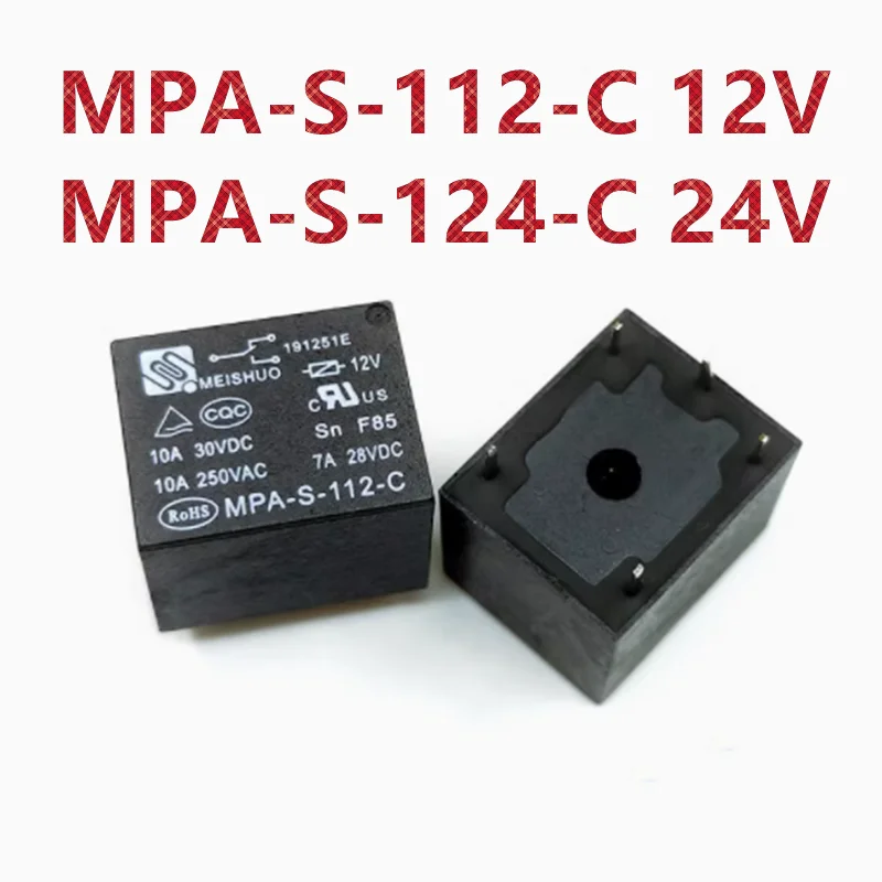 10PCS/LOT  100%Original New Relay  MPA-S-112-C  12VDC  MPA-S-124-C 24VDC  MPA-S-124-C-24VDC  MPA S 112 C  12V 24V 5PIN  10A