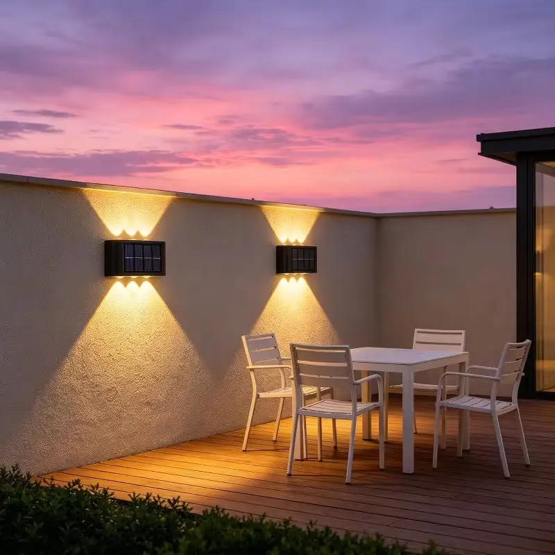 Solar Wall Washer Light Up and Down LED Solar Outdoor Wall Light Waterproof Solar Sconce for Patio Garden Fence Yard Decor