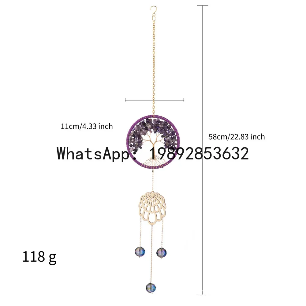 new four-color natural crystal tree of life sun catcher crystal wind chime home decoration pendant
