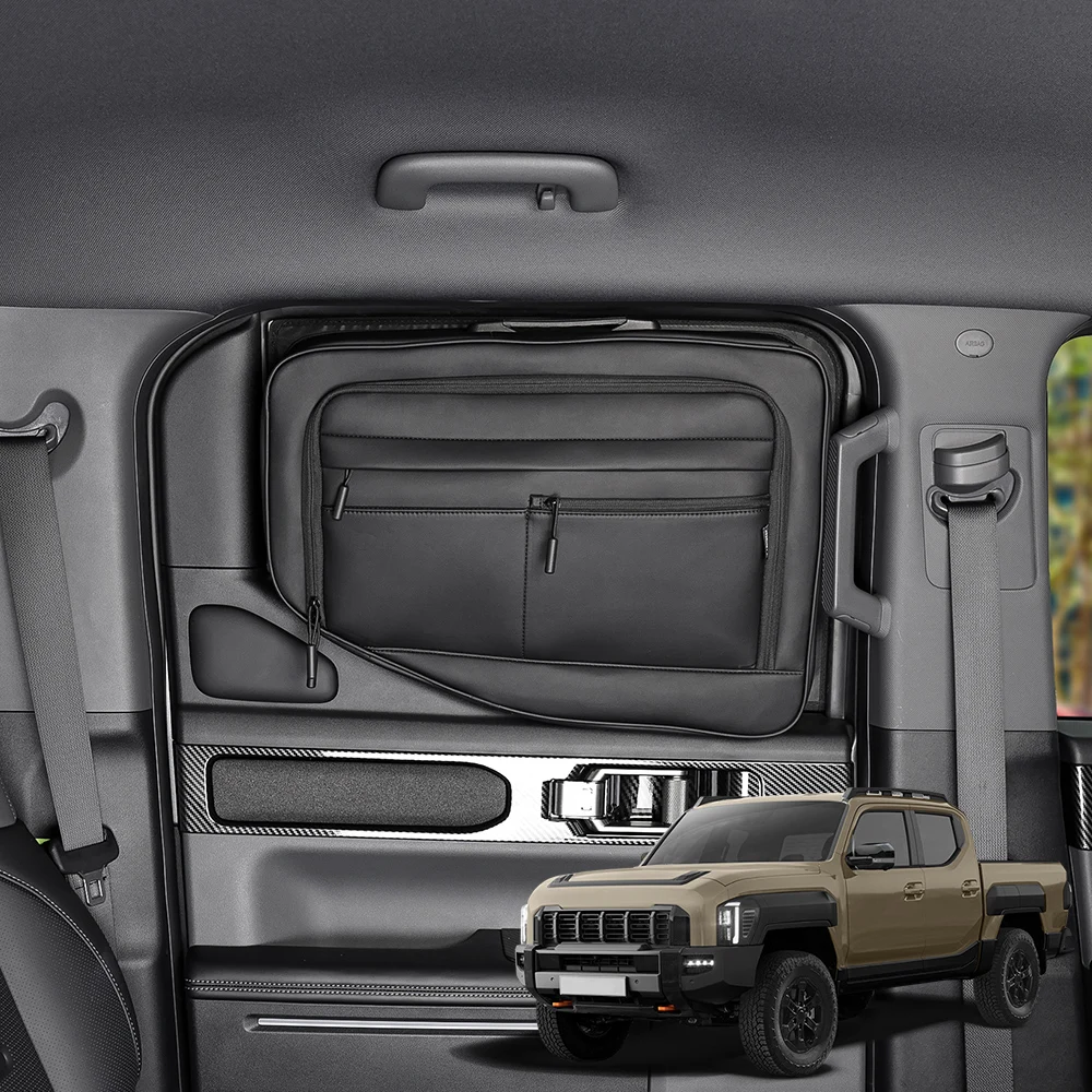 1PCS For Kia TASMAN 2025 2026 LHD RHD Second Row Side Window C-Pillar Storage Bag Leather Cover Car Trunk Interior Accessory