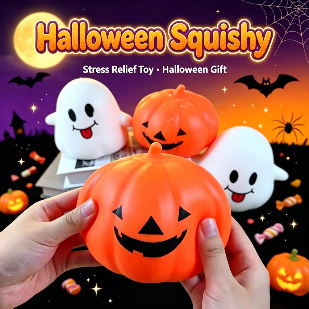Halloween Squishies Toys,Halloween Cute Ghost Pumpkin Slow Rebound Pinch And Stress Relief Toy,Effective Stress & Anxiety Relief