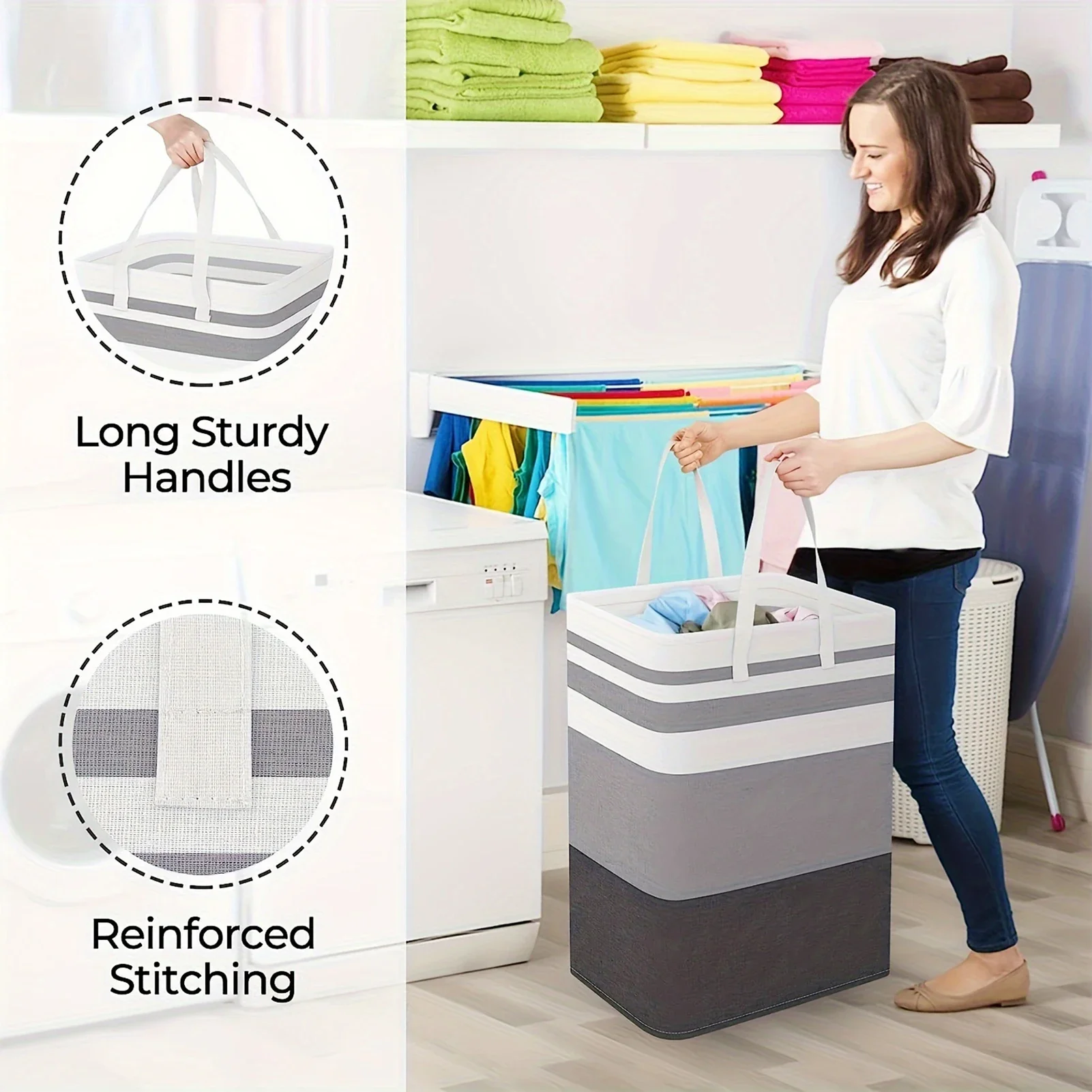 

75L Large Laundry bags Baskets with Handles Durable Dirty Clothes Hamper Storage Basket for Home Dorm Hotels Laundry 40*30*60cm