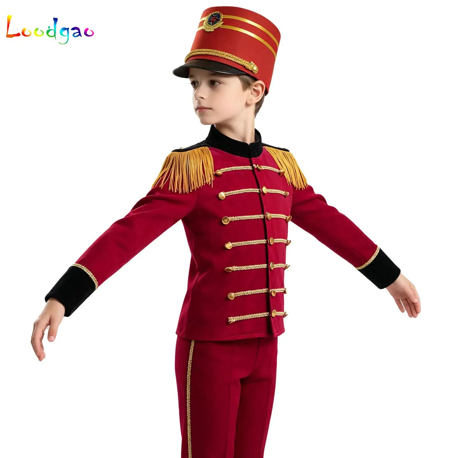 Kids Drum Major Team Uniform Nutcrackers Costume Set Boys Girls Marching Band Tassel Jacket Coat Hat Drummer Performance Outfits