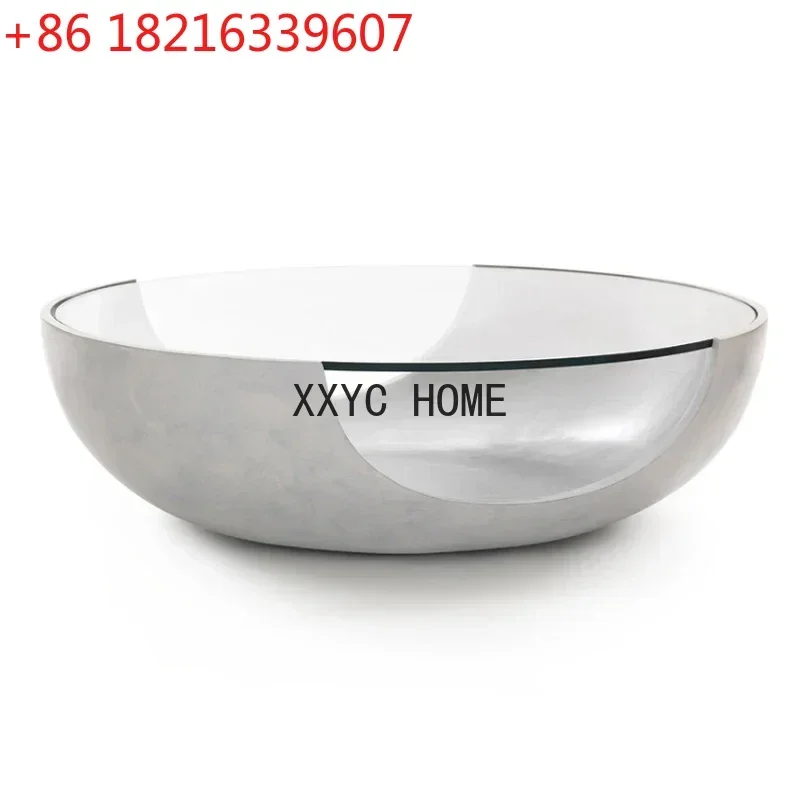 Circular Arc Glass Baking Paint Bowl-Shaped Tea Table Living Room Sample Room