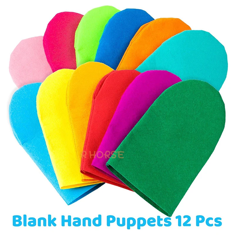 Animais Mão Fantoches Fazendo Kit para Crianças, Crianças DIY Art Craft, Party Decor, Crianças Role Play Brinquedos, Felt Glove, Puppets Show, 12Pcs