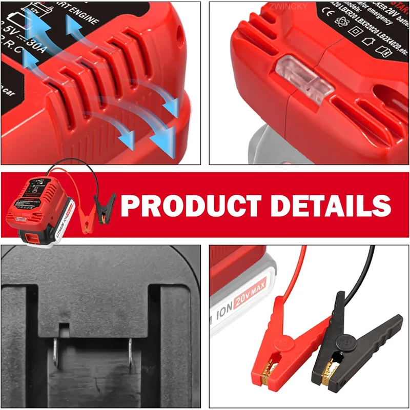 Jumper Cables Car Jump Kit for Milwaukee 18V Li-ion Battery 11AWG Cable Battery Jump Starting Adapter Auto Booster Cable