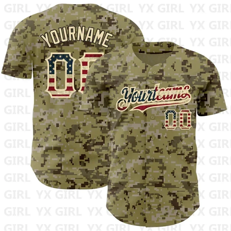 Custom Camo Gold-Black Authentic Salute To Service Baseball Jersey 3D Printed Men Women Shirt Casual Shirts Sport Unisex Tops