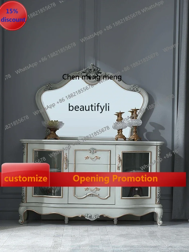 

ss7304 Французская мебель в европейском стиле 1,48 м Золотой резной сервант Шкаф из цельного дерева Напольный шкаф