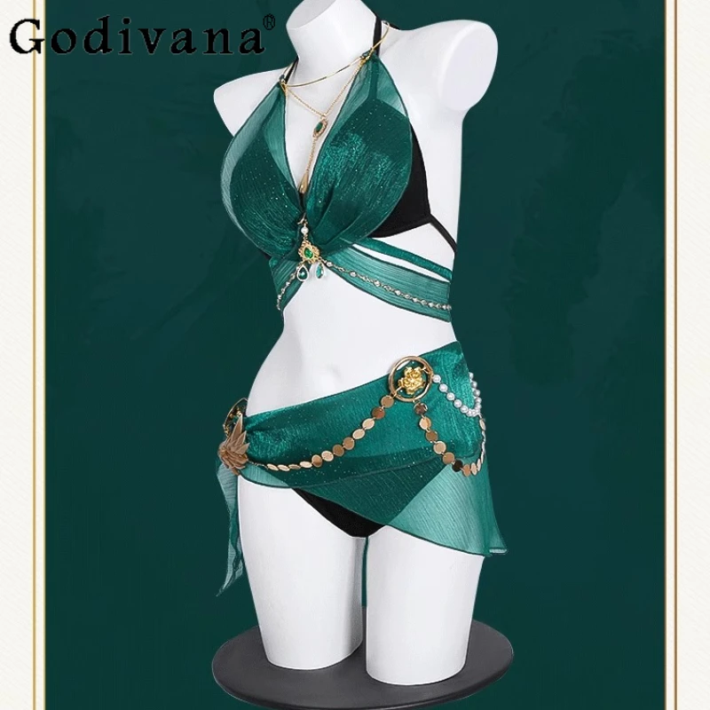Game Summer Swimsuit Cosplay Costume Women's Lingerie Set Carnival Party Sexy Swimsuit Girls Backless Top Short Skirt Set