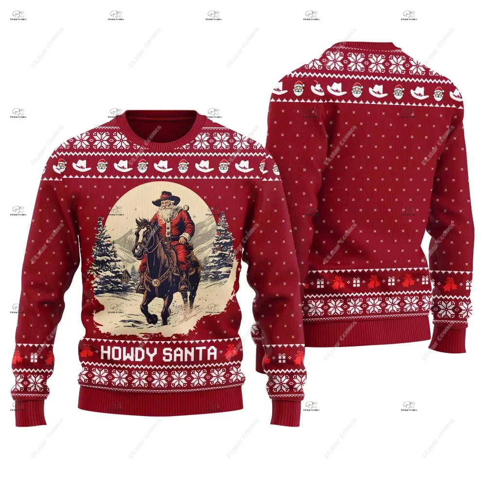 Christmas Santa Claus Pet Cat Knitted Ugly Sweater Graffiti Retro Vintage 3DPrint Pullover Harajuku Casual Funny Long Sleeves X1