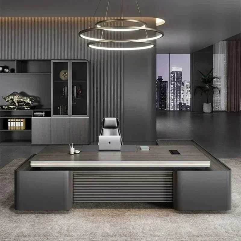 Adjustable Executive Work Desk | Modern Corner Writing Desk | Office Study Furniture with Accessories