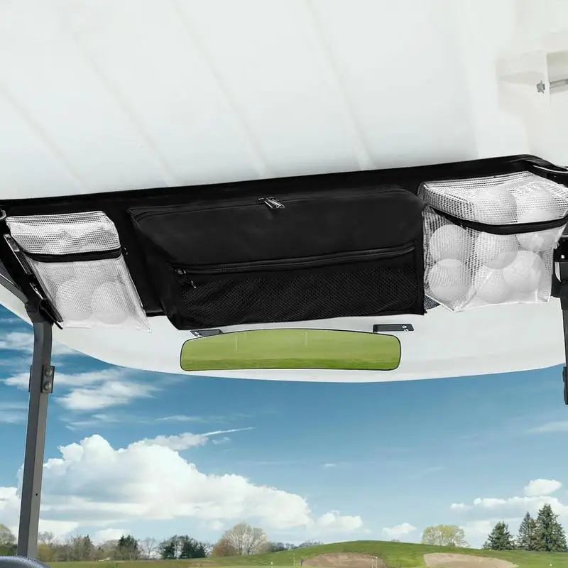 Golf Cart Ceiling Storage Bag Multipurpose Black Organizer Bag Portable Organizer Bag Stylish Golf Cart Bag For Travel Golf