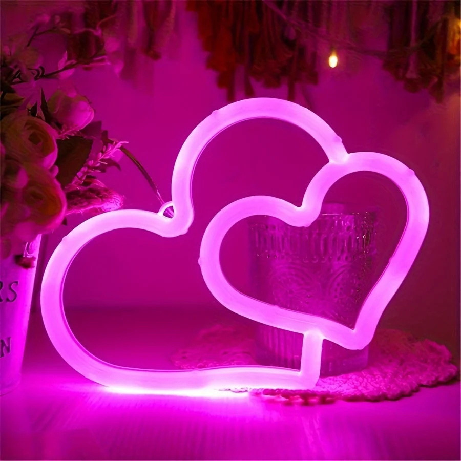 Heart Neon Sign LED Neon Light Sign for Valentine's Wedding Party Bar Pub Restaurant Anniversary Birthday Home Decor