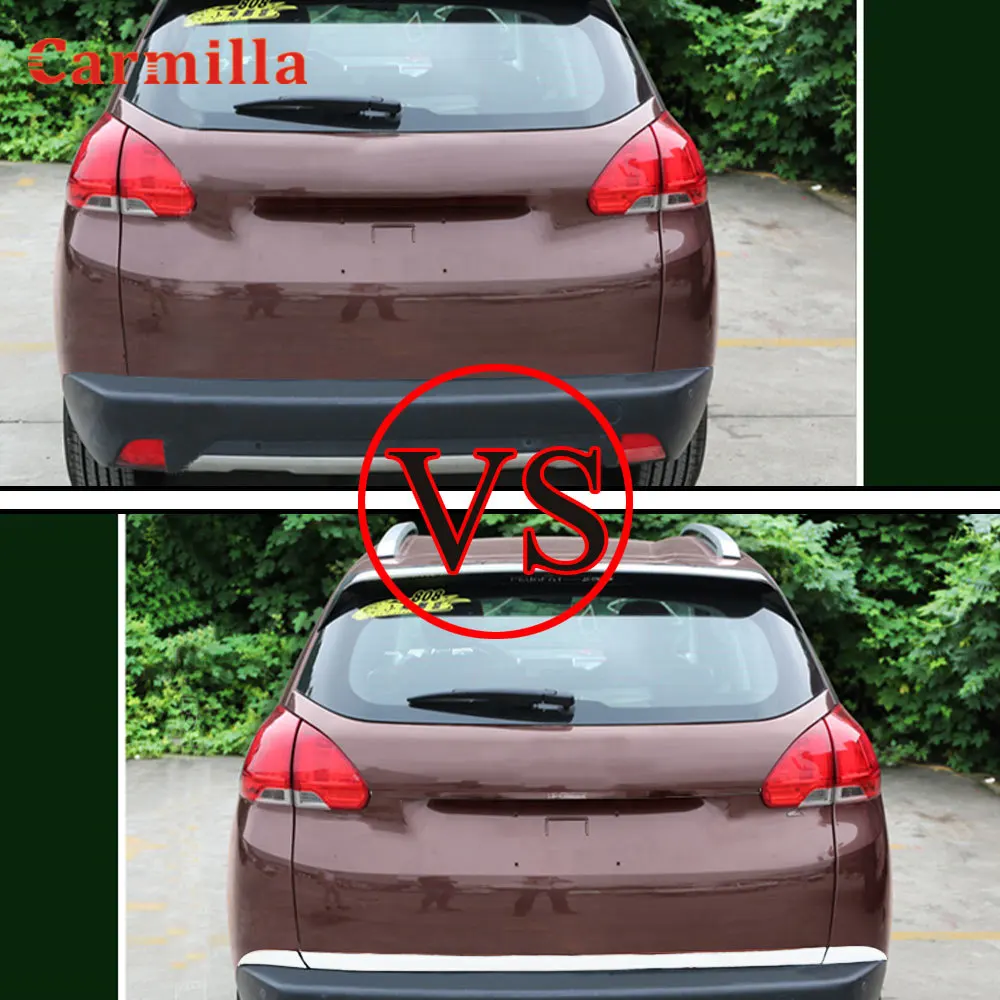 Stainless Steel Car Rear Tail Trunk Molding Cover Trim Sticker For Peugeot 2008 2014 2015 2016 2017 2018 2019 Accessories