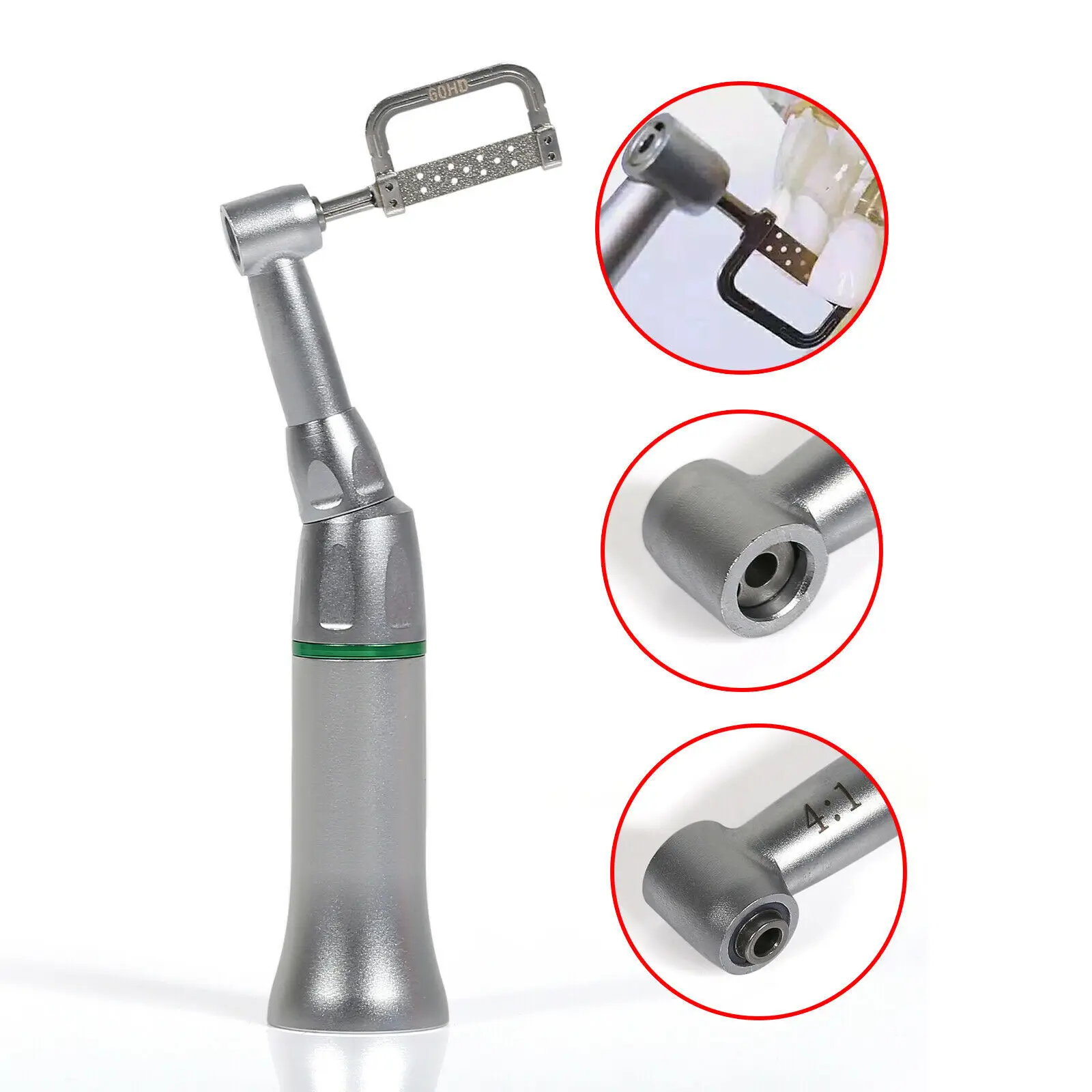 Dental 4:1 Reduction Contra Angle Handpiece Reciprocating Stripping IPR System Interproximal Kit Orthodontics Dentist Tips