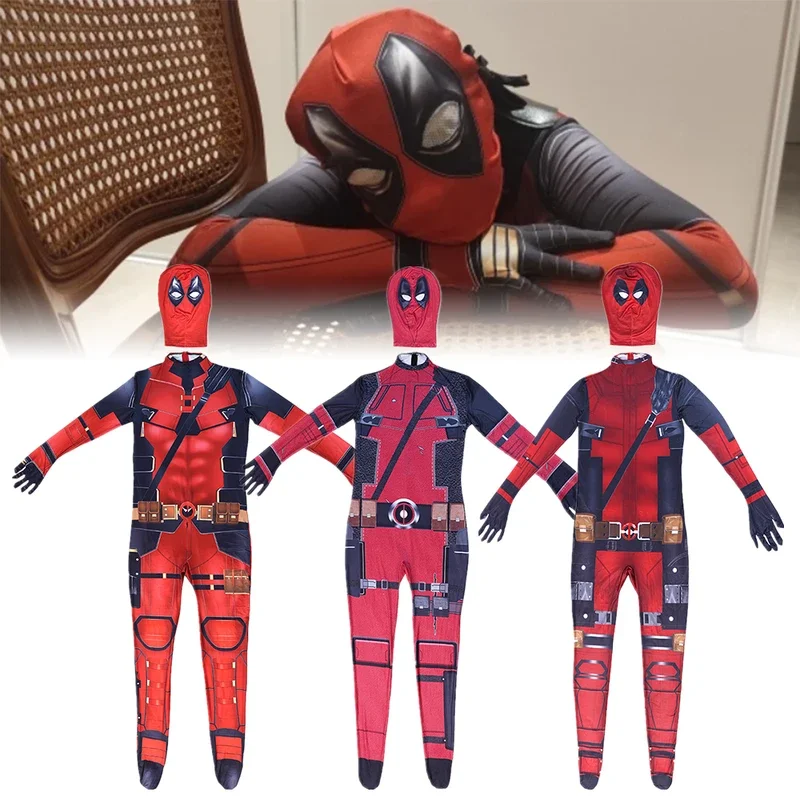 MARVEL Deadpool Cosplay Ragazzi Costume da uomo Spandex di qualità Supereroe Personaggio del film Body con maschera Bambini Natale G ^ 0 * l