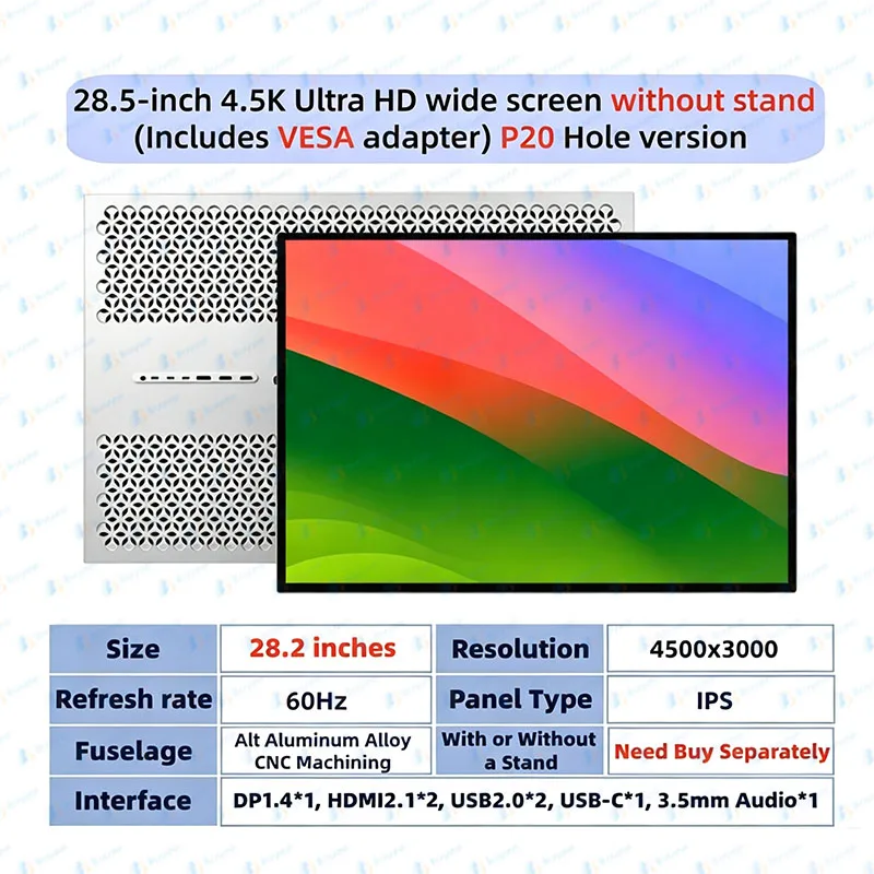 P20 28.2 Inch 4.5K Display Screen Monitor For Designer Mac Widescreen High-definition IPS Mirror Monitor 4500*3000