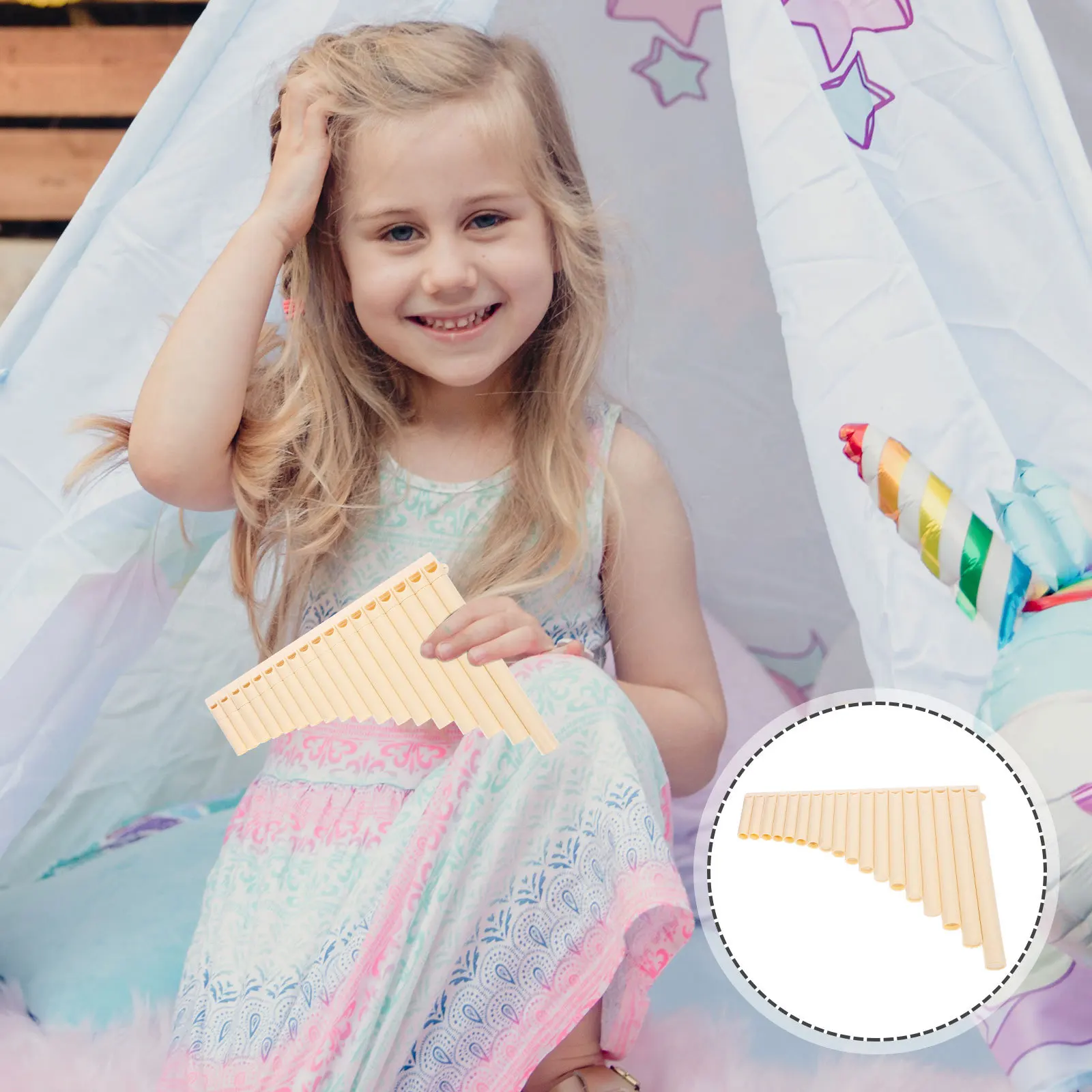 

1 set Pan Flute Portable 18-Pipe Medium Tube Polished Smooth Surface Kids Hand Brain Coordination Musical Instrument