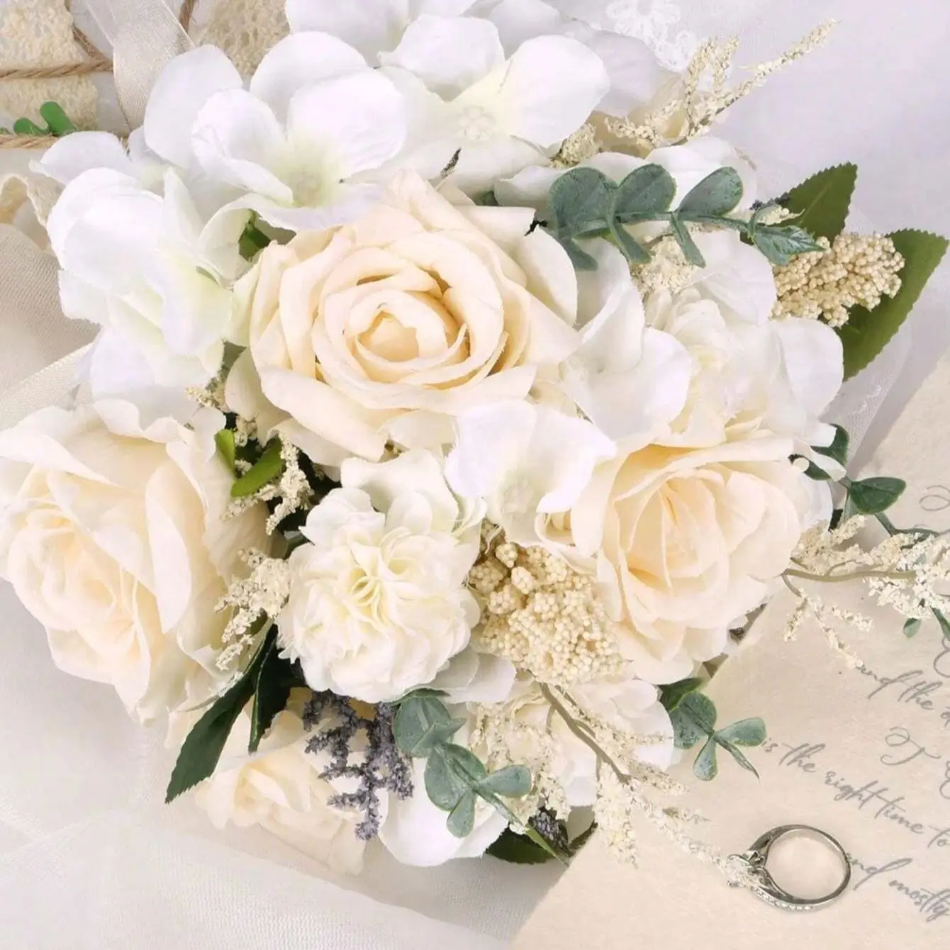 Artificial Roses Flowers Wedding Bouquets Wedding Photography Bouquet Marriage Photo Props Bride Holding Flower Valentine's Day image 2