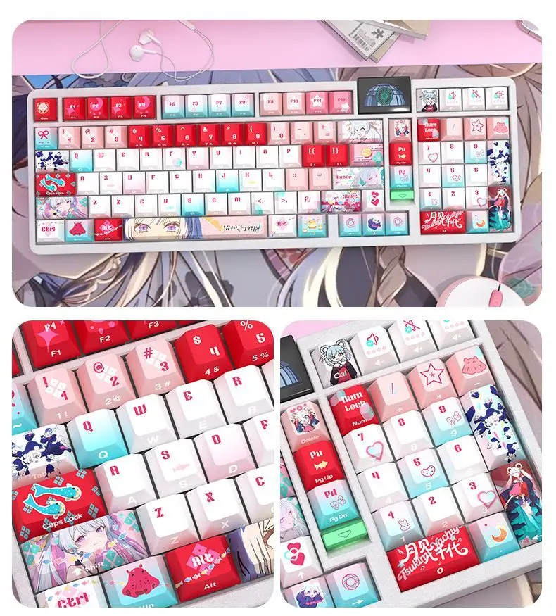 125 Keys Cosmic Princess Kaguya! Yachiyo Tsukimi Keycaps Cherry PBT Dye-Sub Custom Key Cap for Mechanical Keyboard