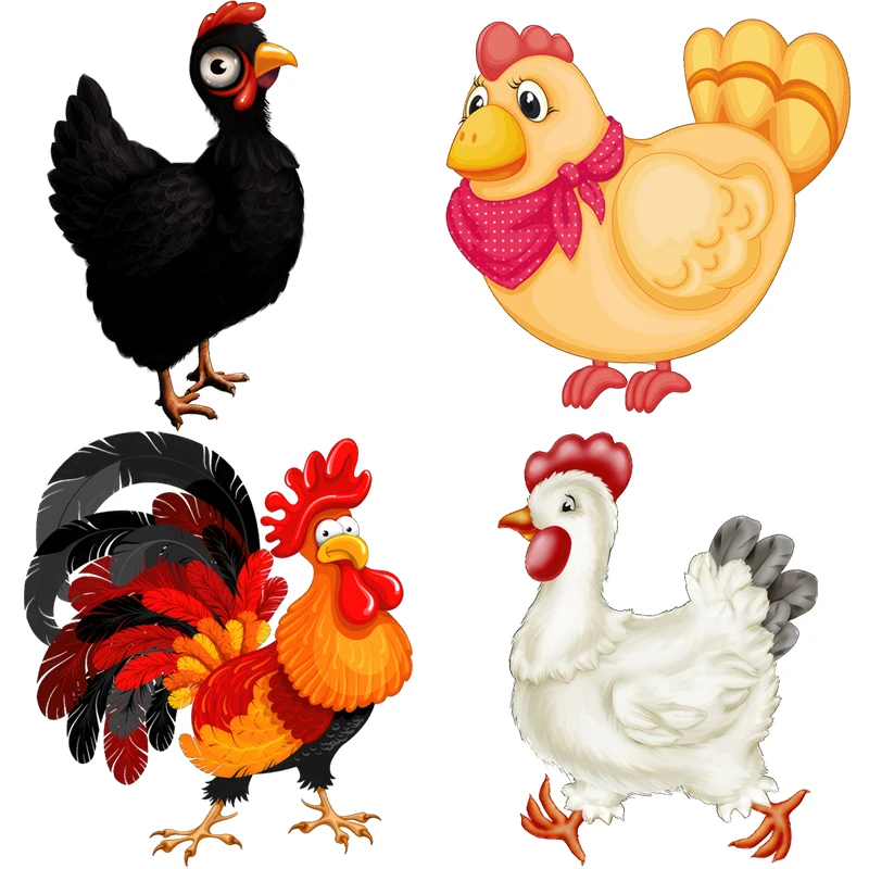 Three Ratels CP64 Cartoon hen and rooster pastoral style animal wall stickers for home decoration