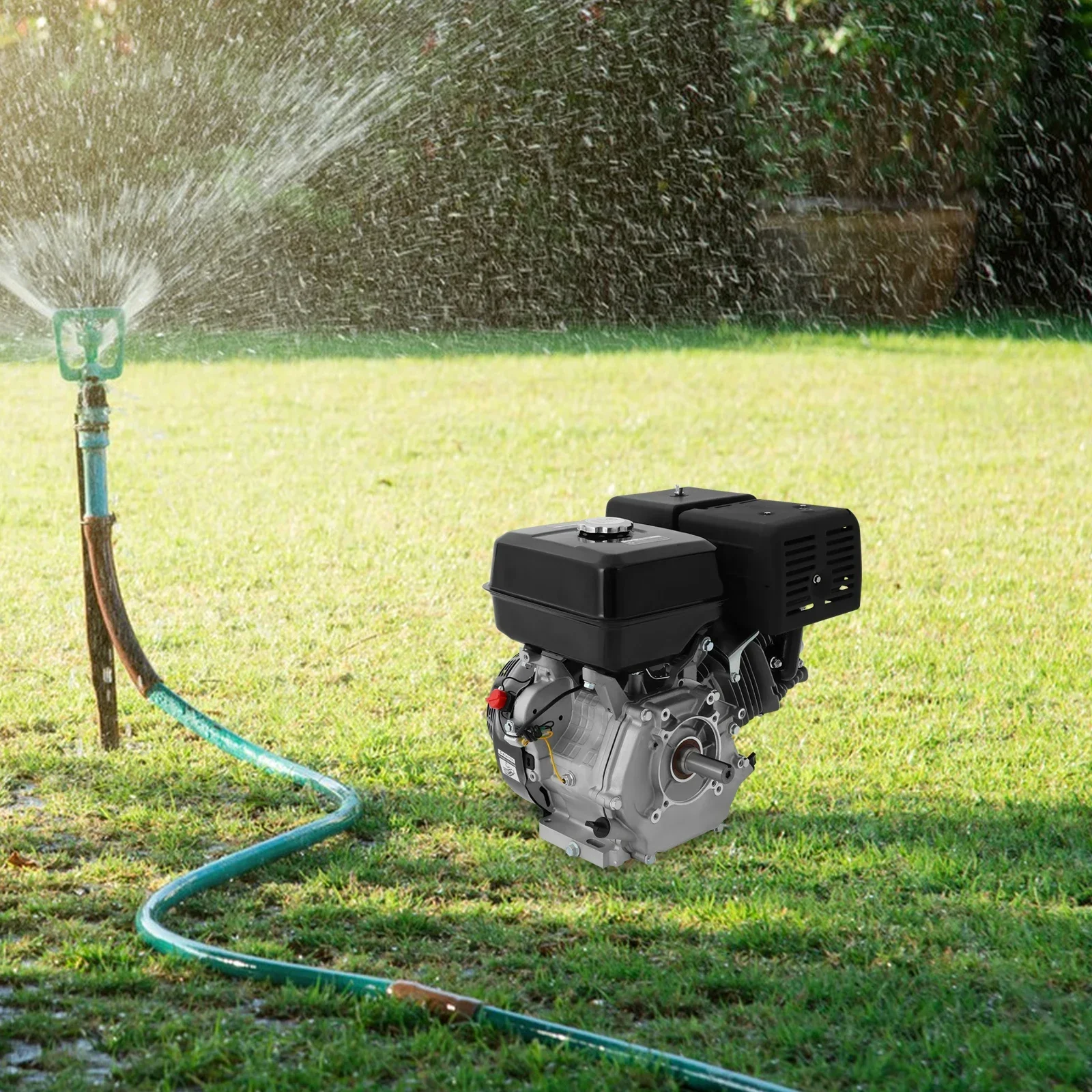 420cc 15hp Gasline Powered Engine Black 4-Stroke Single Cylinder OHV Engine 3000-3600rpm, Multi-Use Engine Motor
