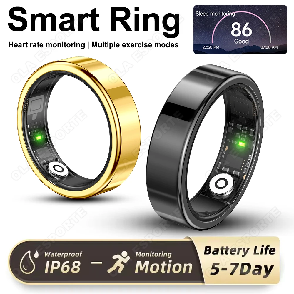 Waterdichte slimme ring met oplaadetui Slaaphartslagmeting Fitnessring Meerdere sportmodi Stappenteller voor heren Dames