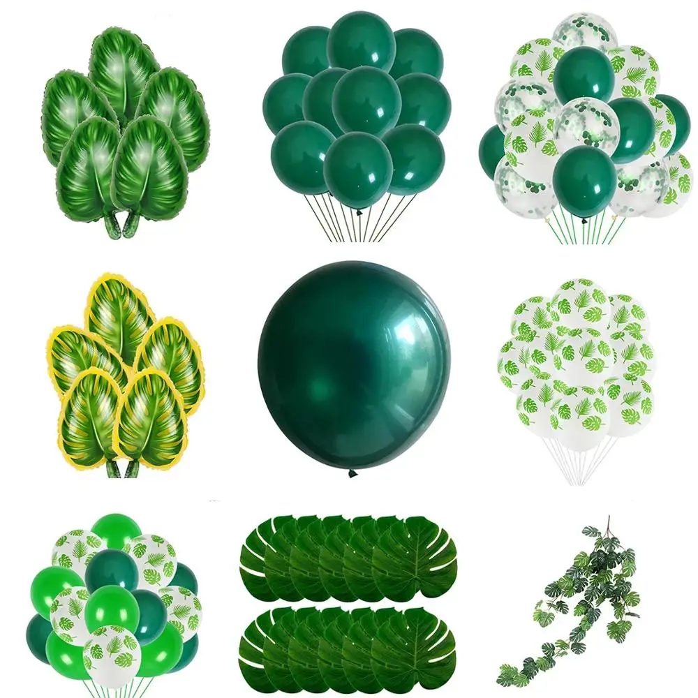 

Green Palm Leaf Balloons Green Ballons Tropical Hawaii Party Baloons Safari Party Balon Jungle Theme Animal Birthday Balloon