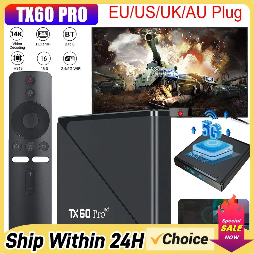 

Smart TV Box TX60 PRO Android TV Box 14K 2.4G/5G Dual WiFi 6 Media Player Set Top Box with Remote Set Top Box Android Box