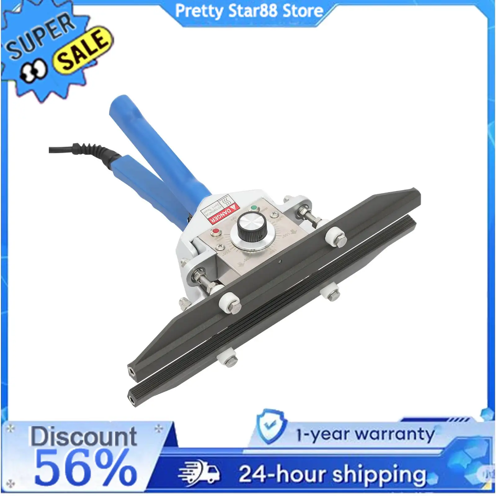 

Portable Hand Held Heat Sealer,500W High Efficiency double-sided heating ,temperature adjustment,0-11.81in Sealing Length,110V