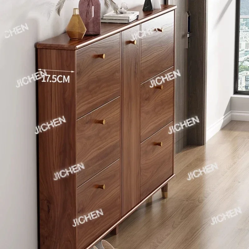 تصميم خزانة الأحذية الخشبية قوية عمودية جميلة غرفة المعيشة رف الأحذية المنظم توفير المساحة Schoenen Kast أثاث المنزل #3