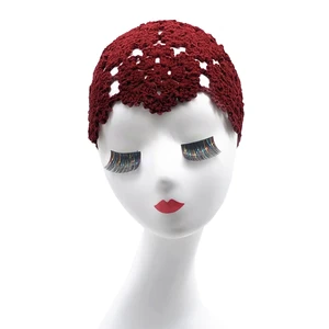 手作りのかぎ針編みのレースホローヘッド春と夏のレトロカジュアルターバンファッションメロンレザーメッシュハット 10ベストセールスクロシュビーニー-2