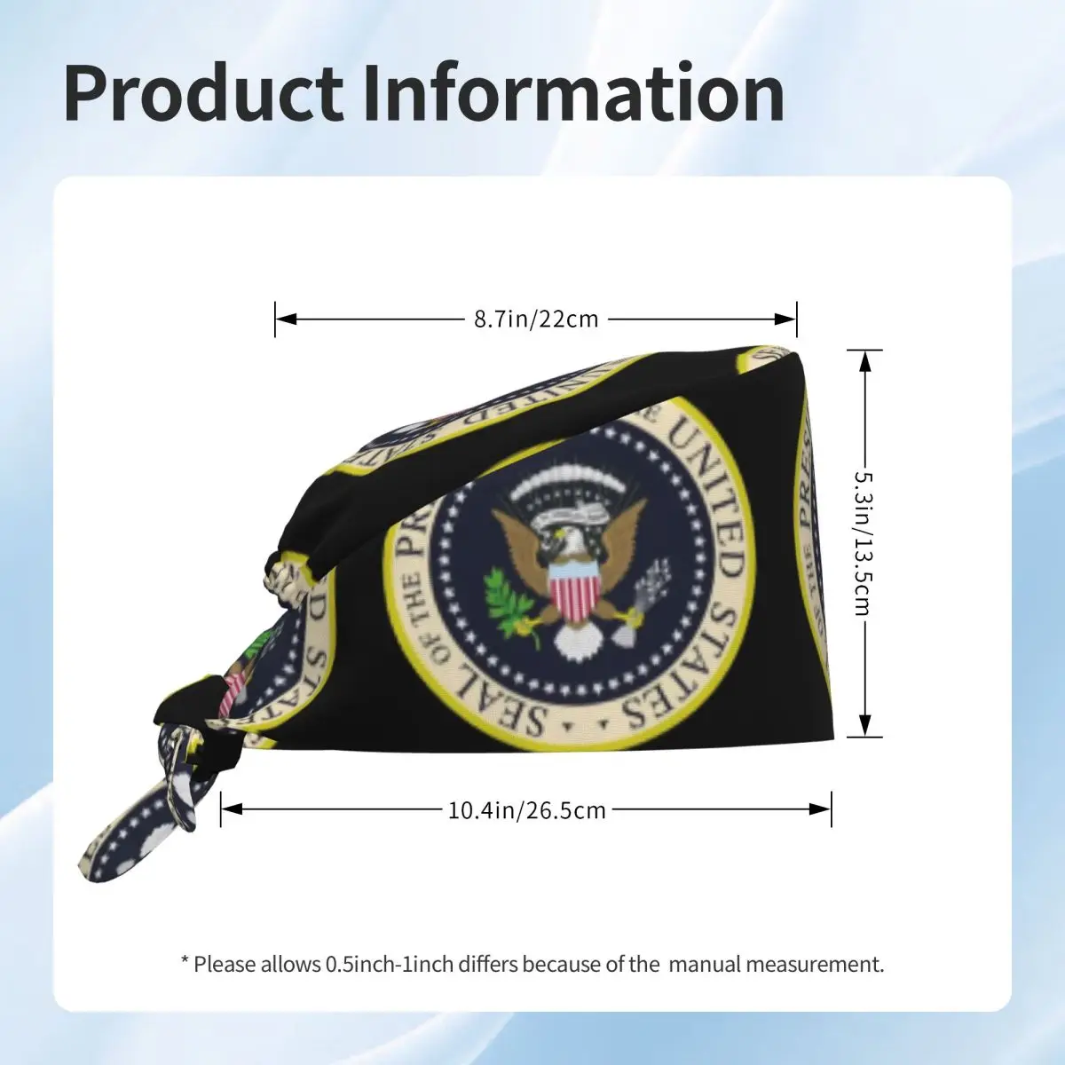 Czapka chirurgiczna z godłem prezydenta Stanów Zjednoczonych, regulowana, dla mężczyzn i kobiet, do pracy medycznej, dla dentystów.