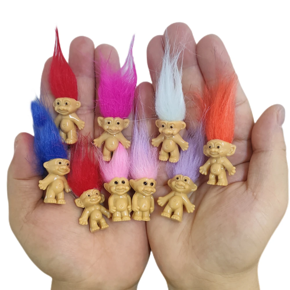 10pcs/lot Colorful Hair Troll Doll Family Members Daddy Mummy Baby Boy Girl Leprocauns Dam Trolls Toy Gifts Happy Love Family