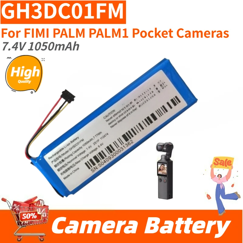 

Высококачественный аккумулятор GH3DC01FM 7.4V 1050mAh для камер FIMI PALM PALM1 Pocket, новый сменный аккумулятор