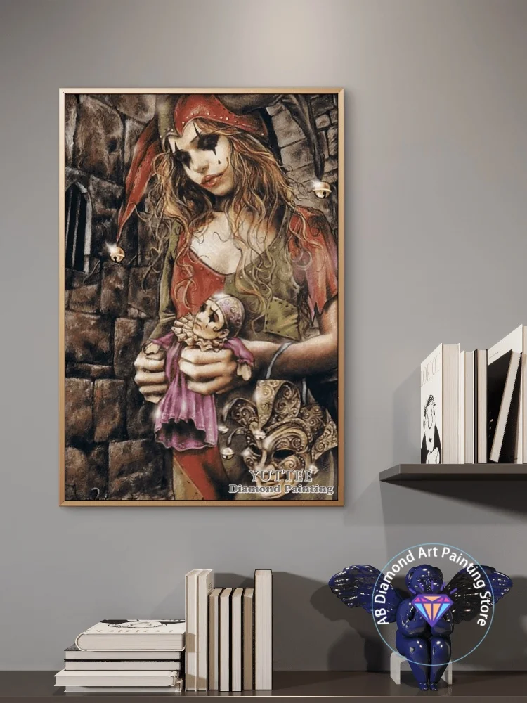Victoria Frances Vampires Girl AB Diamond Painting Kit 5D DIY Diamond Embroidery Cross Stitch Handmade Crafts Home Decor Gift