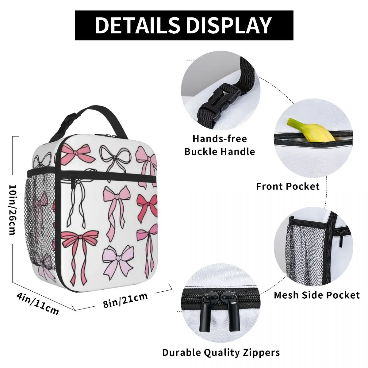 Bestselling Ribbon Aesthetic Design Tee Three Compartment Meal Prep Bag Family Outing Canvas Lunch Bag