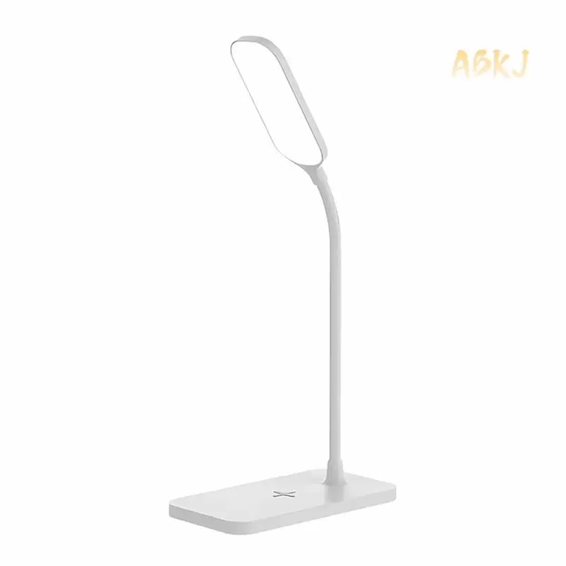 ABKJ-15W Lámpara de escritorio LED Lámpara de escritorio de carga inalámbrica Luz ajustable Protección para los ojos Lámpara de escritorio Flexible táctil activada Blanco