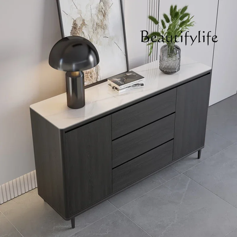 Q A الإيطالية الحد الأدنى الشمال الخشب الصلب روك بلاطة الطعام خزانة جانبية الحديثة بسيطة ضوء غرفة المعيشة الفاخرة على الحائط #4