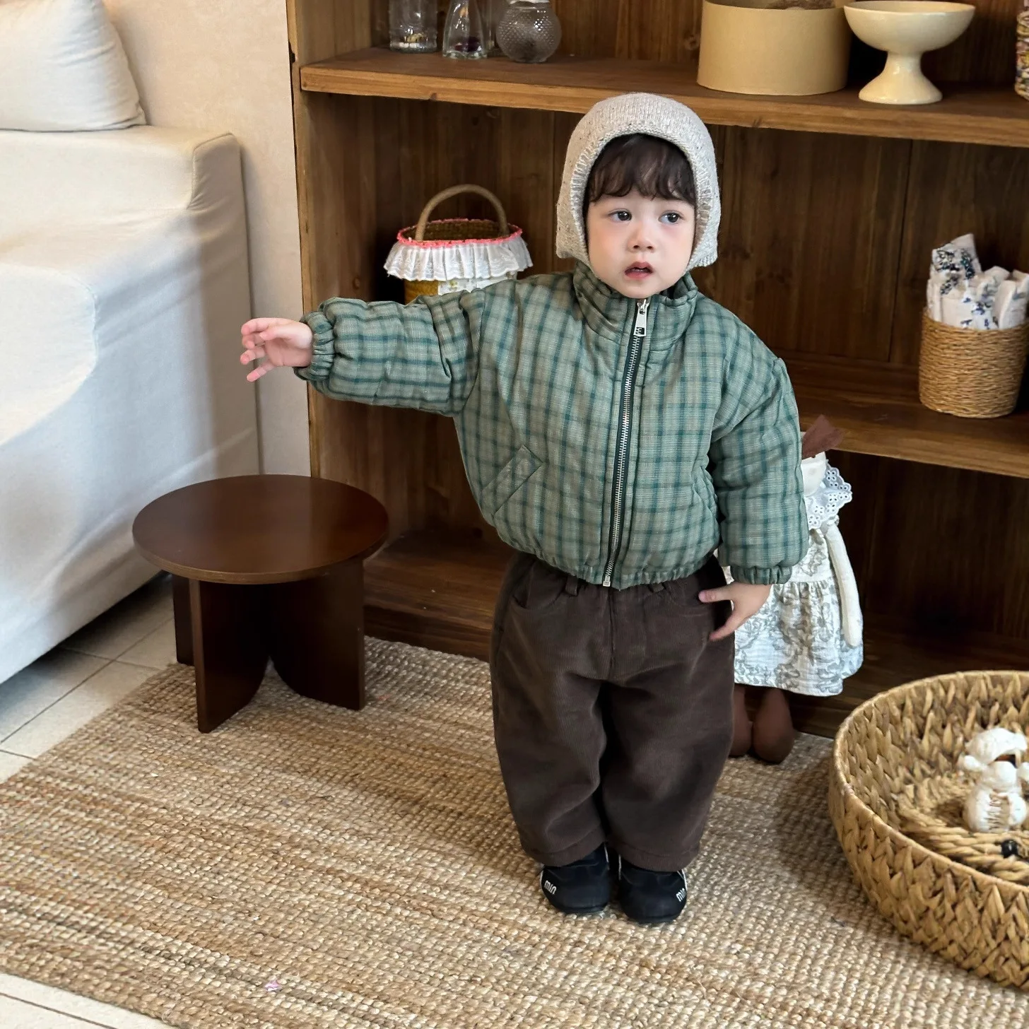 

Korean Sle Children's Clothing Baby Boy Cotton Jaet Set Autumn Winter Thiened Long Length Loose Fit Youth Faion