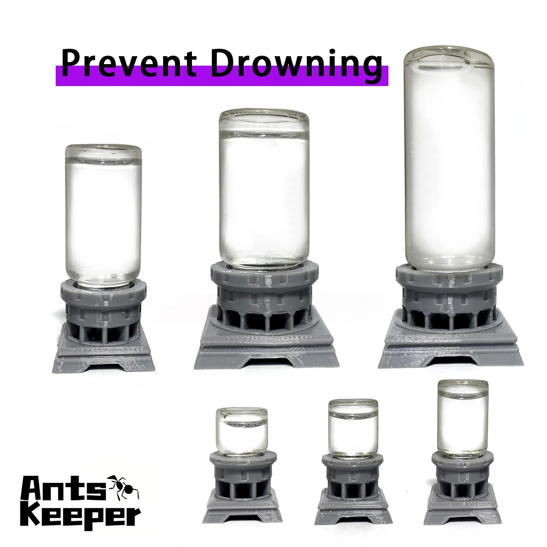 AntsKeeper Alimentador de bebedero de vidrio para granjas de nido de hormigas Anthill, evita que el ahogamiento, agua con azúcar y miel se puede dar forma a elegir, 1 ml - 30 ml