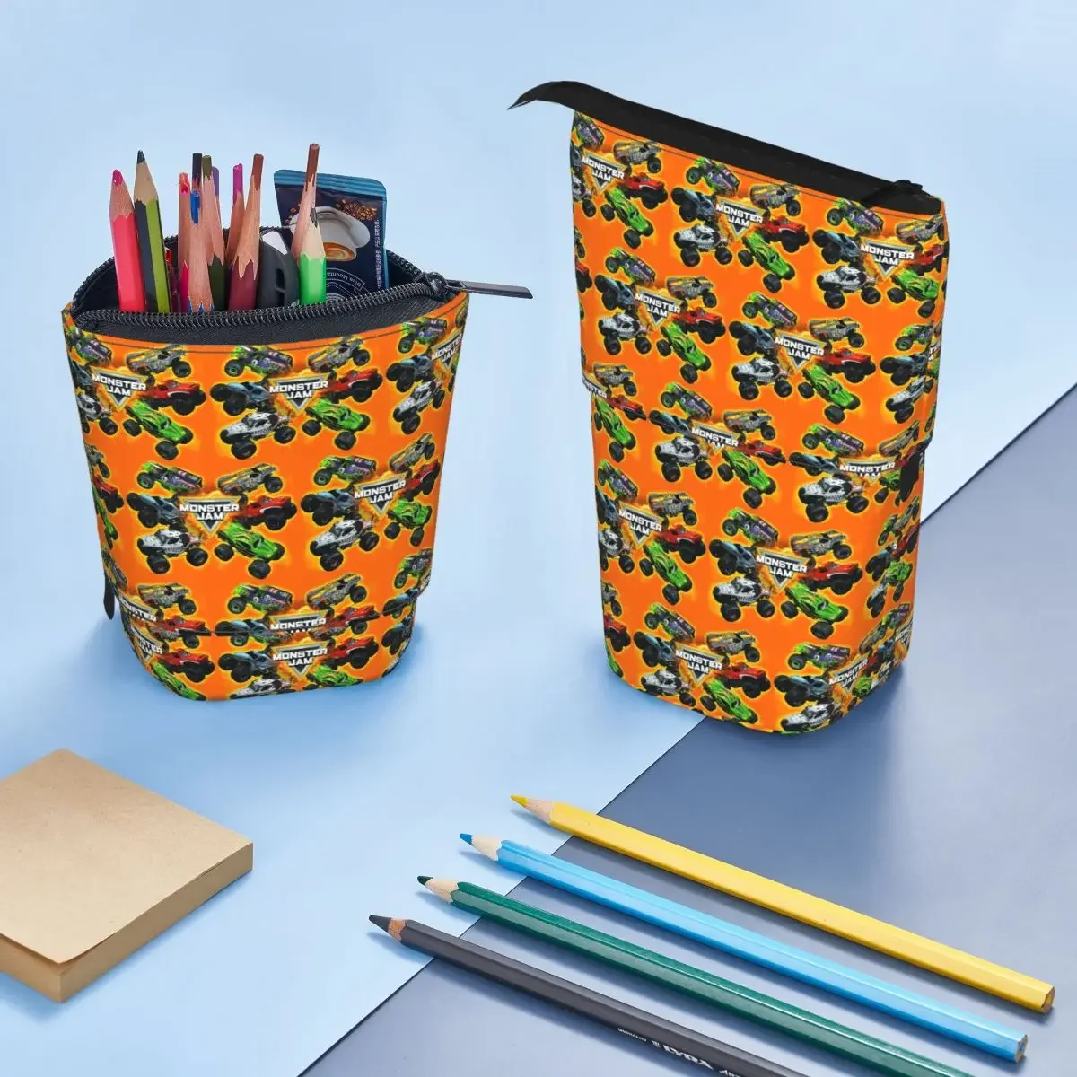 

Classic MonsterJam Truck Pattern Reversible Pencil Casefor Boy Girl School Pen Box Pencil Bag Stationery Supplies Pen Holder Bag