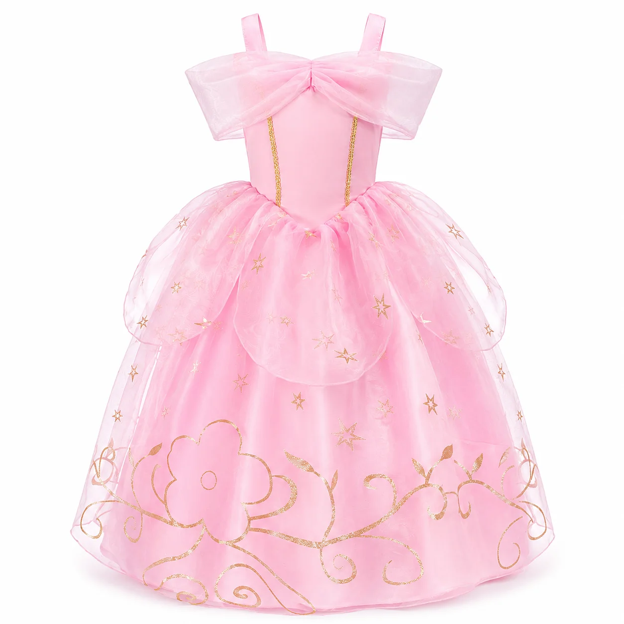 Girls Princess Dress Cosplay Costume Kids Halloween Fancy Dress Up Snow Queen Yellow Beauty Pink Purple Gown Party Clothes view 5