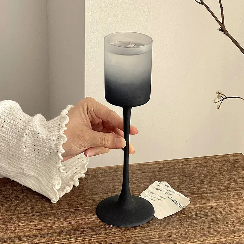 Matte Black Tall Glass Home Creative Slightly Goblet Drunk Girl Cute Straight Red Wine Glass Champagne Cocktail Glass