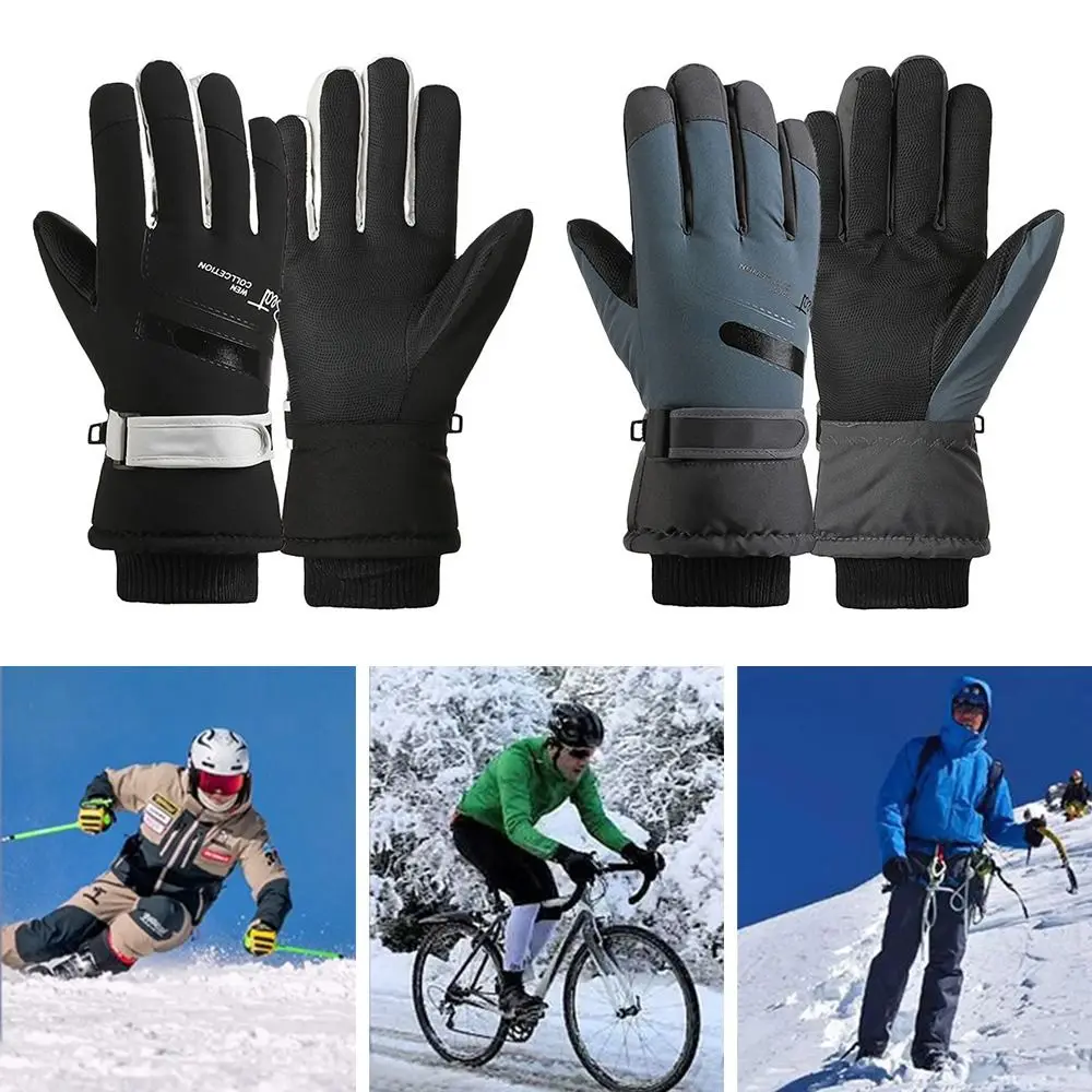 

Fashion Warm Winter Gloves Lining Fleece Thickened Thermal Snowboard Ski Gloves Nonslip Sport Cycling Gloves Driving