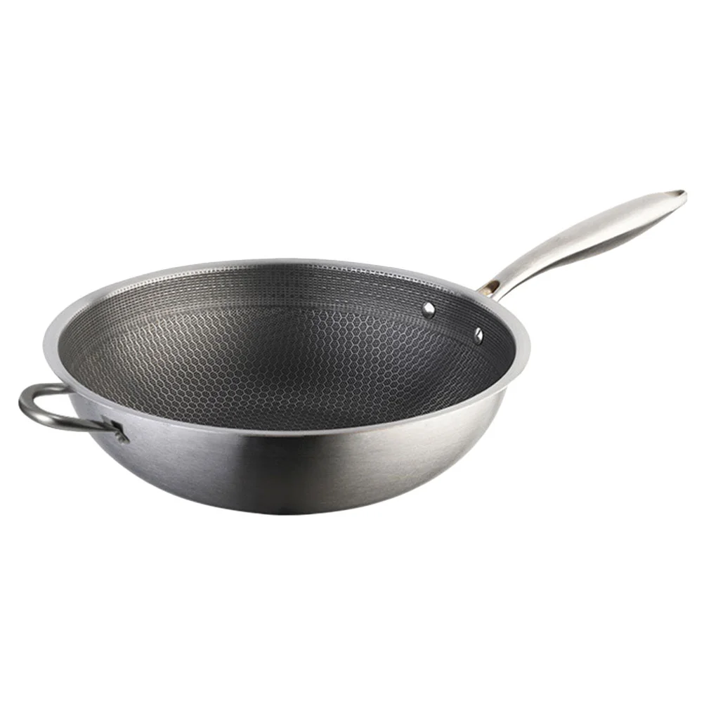 

Stainless Steel Wok Restaurant Frying Pan Everyday Household Stir-fry Non Stick