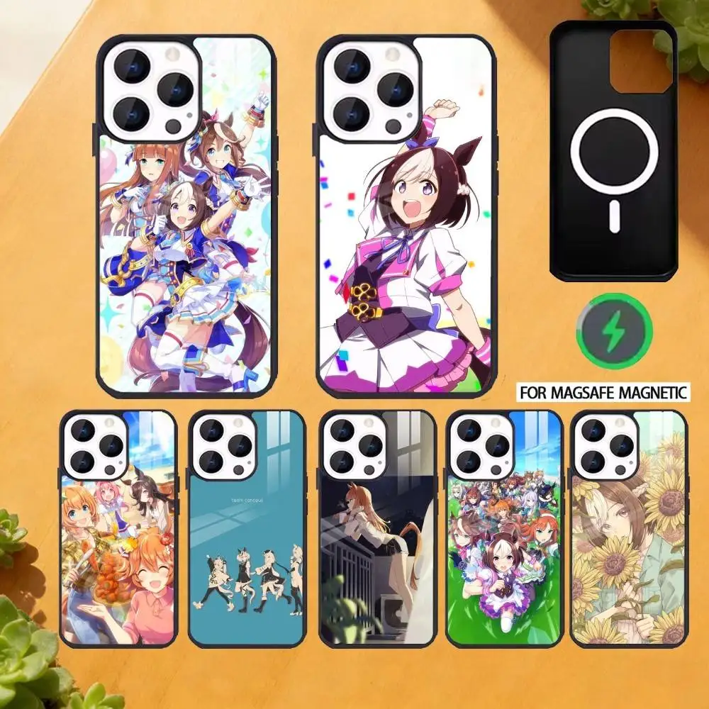 

Uma Musume Pretty Derby Phone Case For iPhone 17 16 15 14 13 12 Pro Max Plus for Magsafe Mirror Wireless Magnetic Cover
