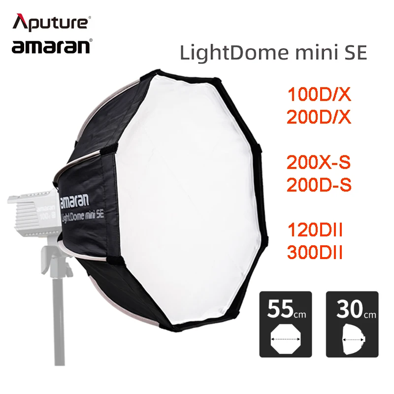

Aputure Light Dome Mini SE Lightweight Portable Softbox Flash Diffuser for Amaran 100D/X 200D/X/S 300DII Bowens Mount LED Light