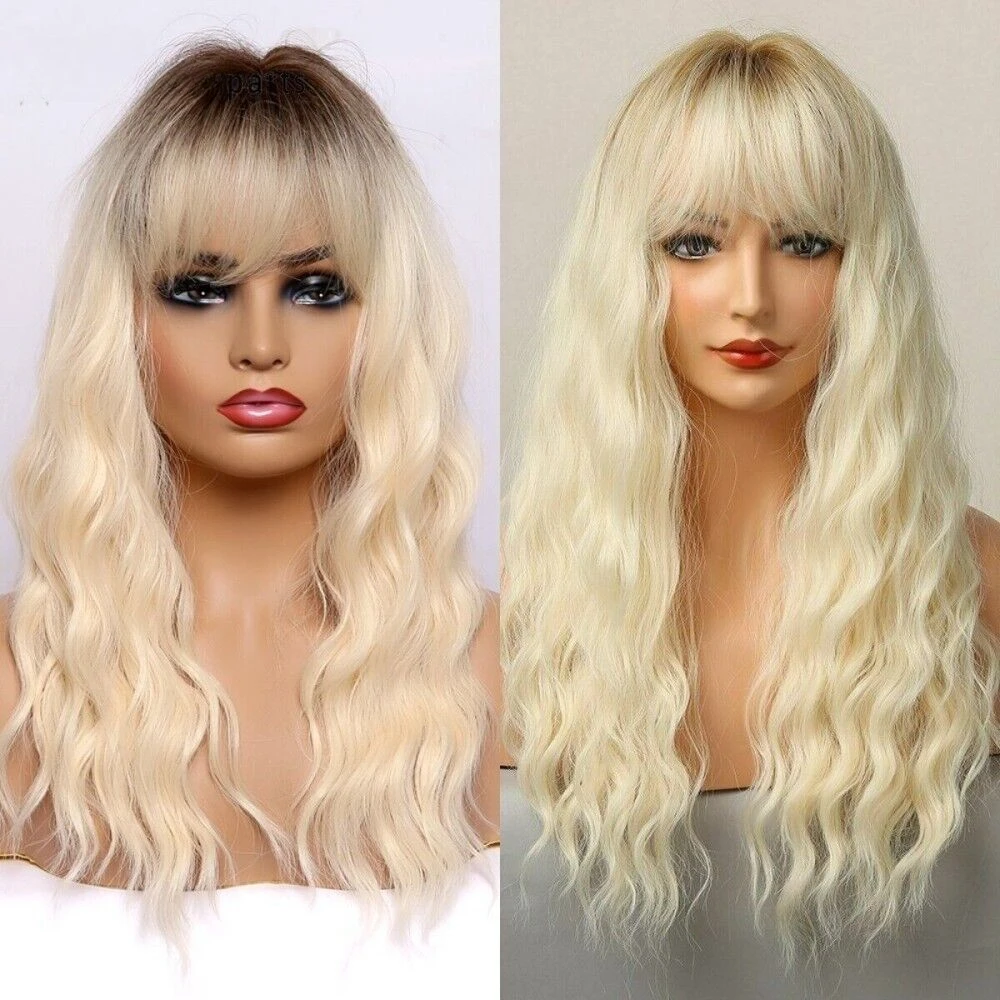 Light Blonde Long Loose Wave Lady  Women Wig Daily Use